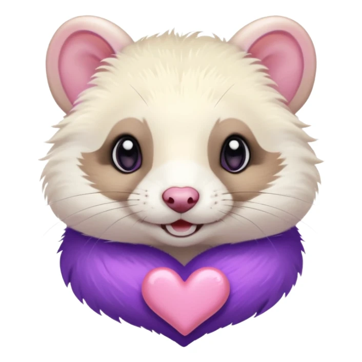 coquette ferret with a purple heart, playful and charming sticker