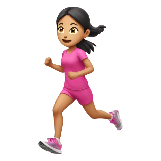 Asian Running girl in pink outfit sticker