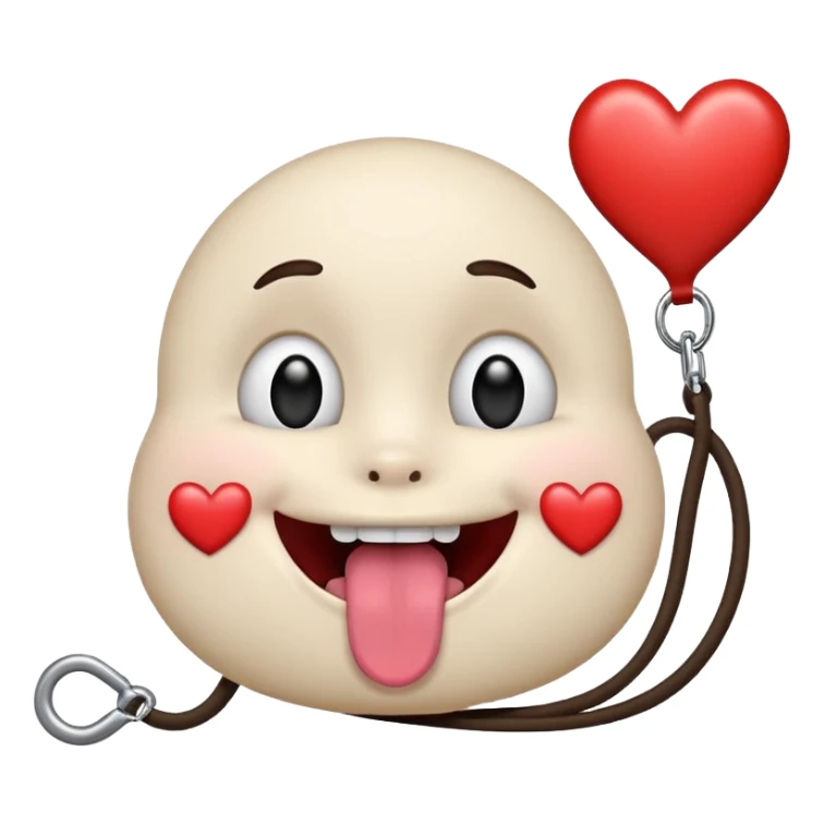 IOS heart eyes face with tongue out on leash sticker