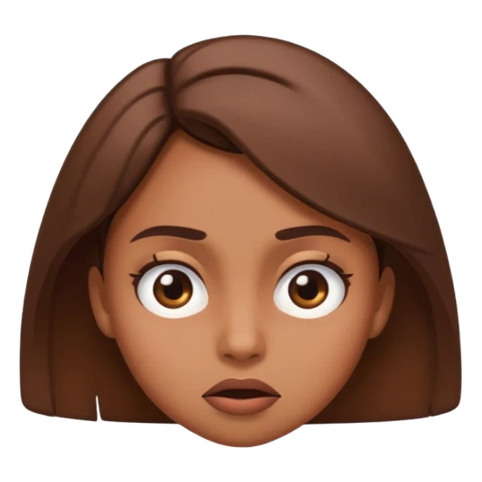 brown-skinned girl emoji rolling her eyes, expressive face, slightly tilted head, annoyed or unimpressed expression, simple and clear cartoon style sticker