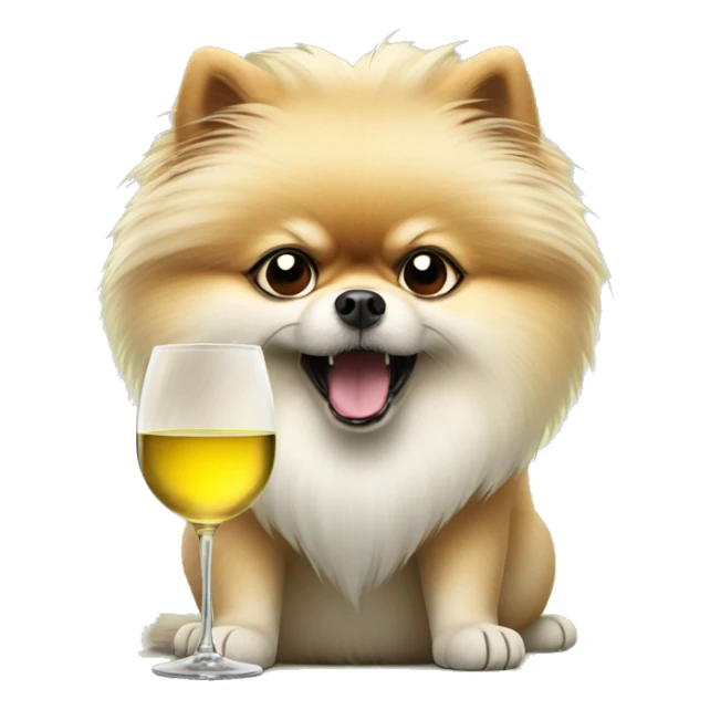 angry pomeranian with white wine in paw sticker