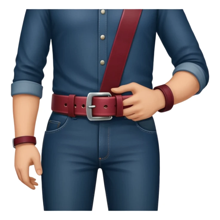 burgundy belt in man’s hand sticker