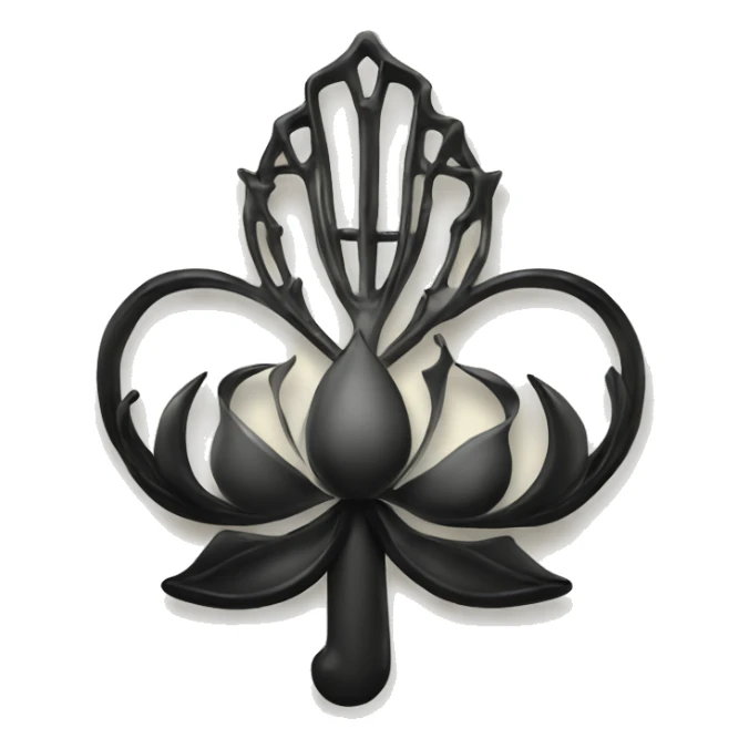 open lotus flower ontop of a skeleton key black sticker