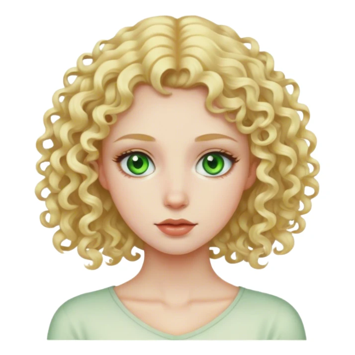 Tall curl blonde girl green eyes pale  sticker