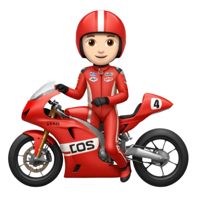 red motorcycle racer with out helmet sticker