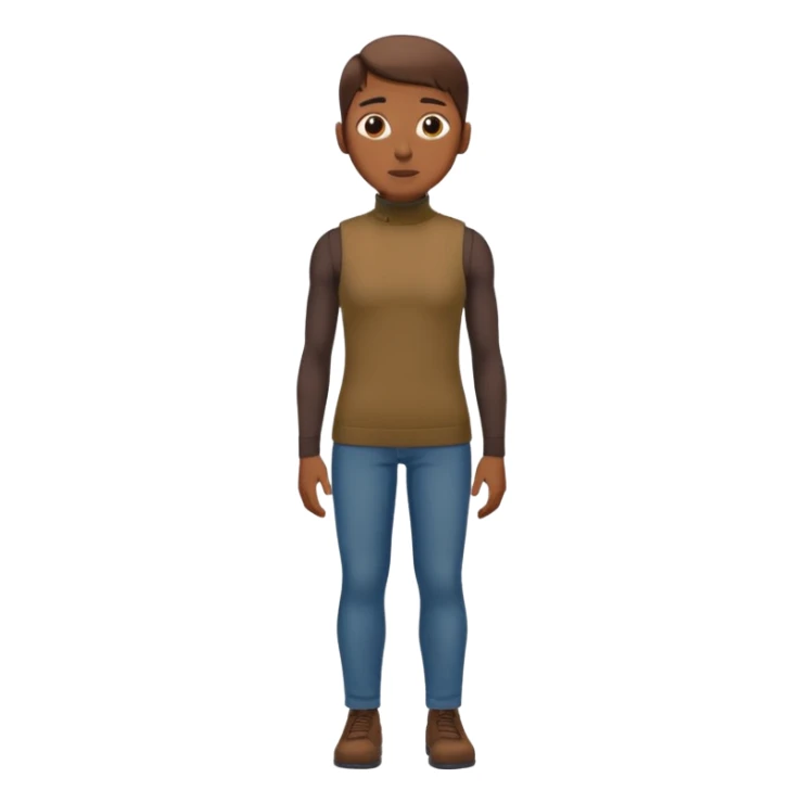 create an emoji, brown sleeveless turtleneck, wholebody sticker