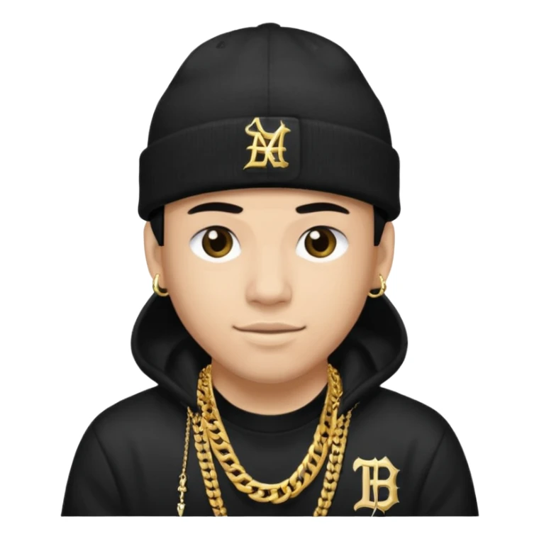 rapper da trắng full đen có mũ len hãng MLB
 sticker