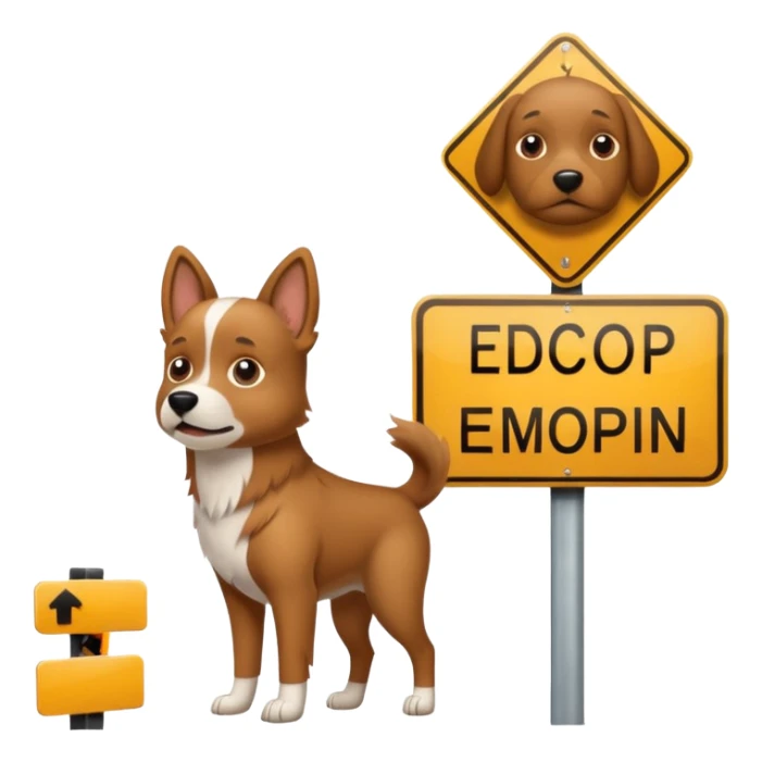 Dog + street sign, Street Wildlife. sticker