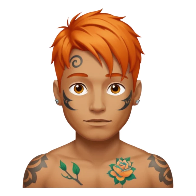 Tattooed man with orange hair sticker