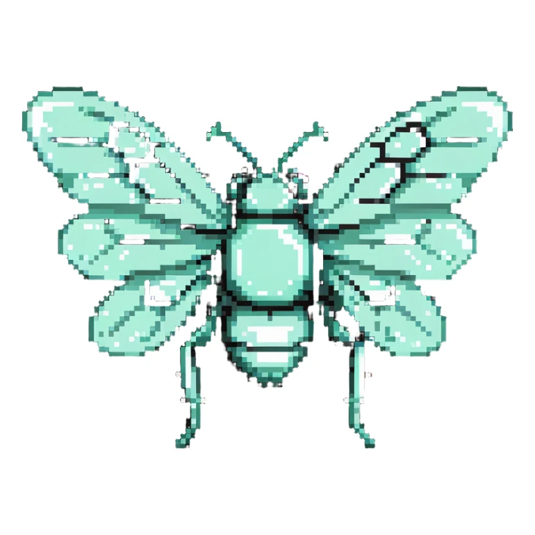 Mint green female bee with diamond wings, sparkly rhinestones, and glittery effects sticker