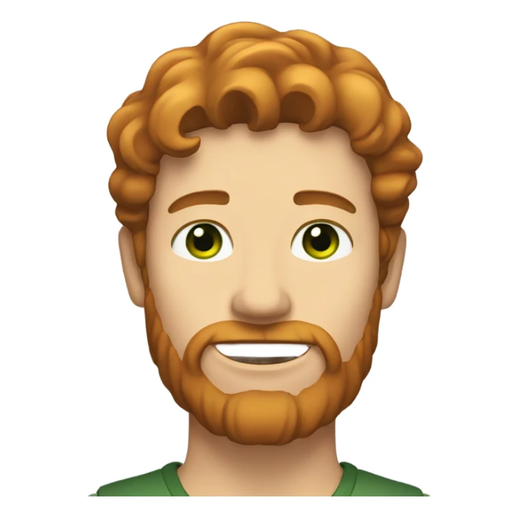 man with shoulder length wavy brown hair, green eyes, and ginger beard sticker