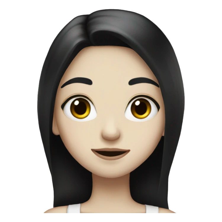 Pale girl with long black hair with black heart  sticker