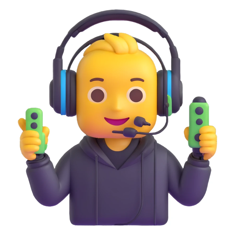 gaming emoji with a headset and joystick sticker