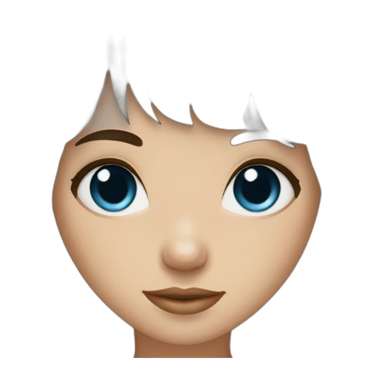 Dark brown long hair fringe girl with blue eyes sticker