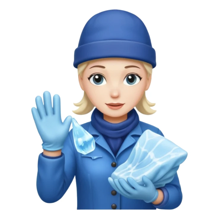 Sculptor polishing with cloth,Ice Sculptors. sticker