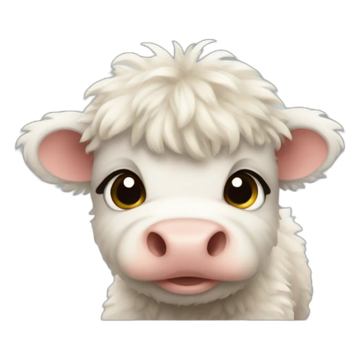 fluffy baby scottish cow sticker