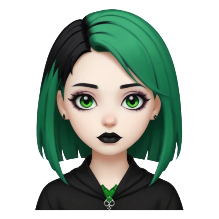 Goth girl with black and green hair sticker