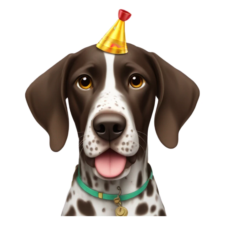 German shorthair with party horn and confetti sticker