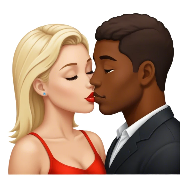 Bold black man and white woman kissing  sticker