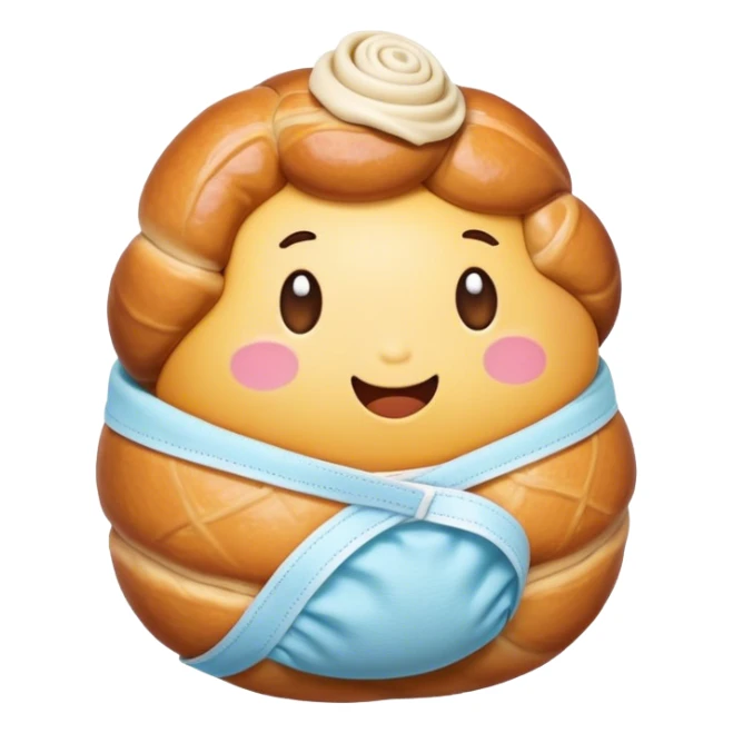 Sticky bun emoji with diaper on and rattle sticker