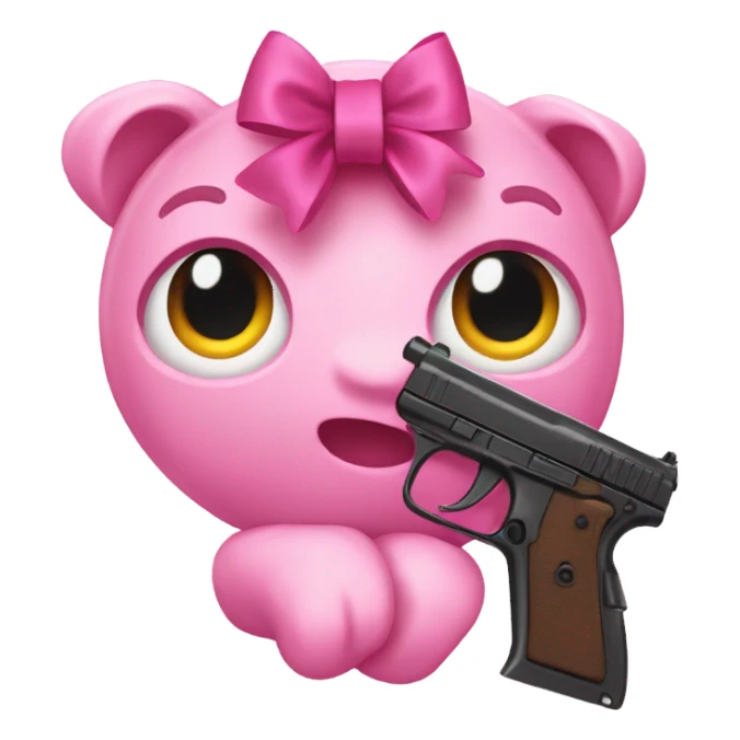 Pink bow with a toy gun sticker