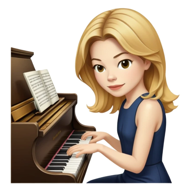 Michelle Monaghan with honey blonde hair playing piano sticker