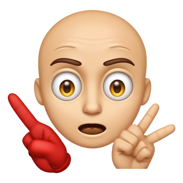 an emoji that with 2 fingers from one hand pointing their eyes a bit mad sticker