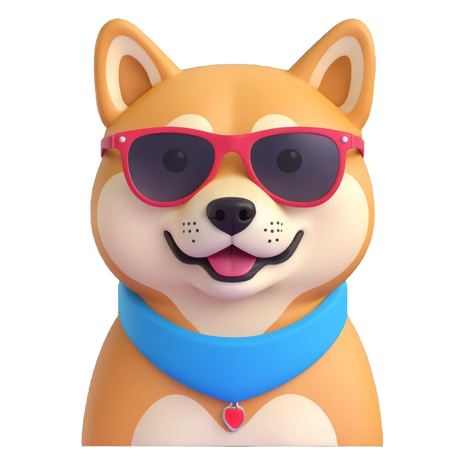 shiba inu wearing sunglasses, full body sticker