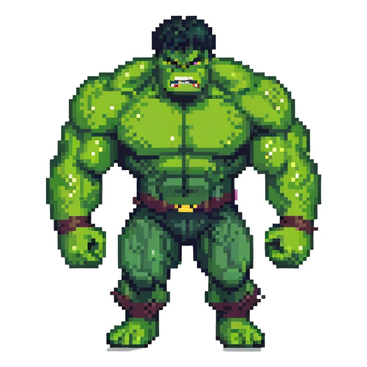Hulk, green muscular superhero with angry expression sticker