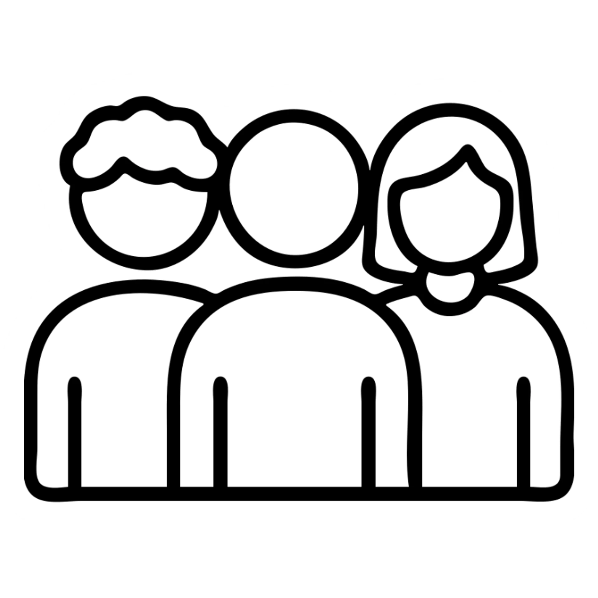 A group of diverse people standing close together, simple icon style sticker