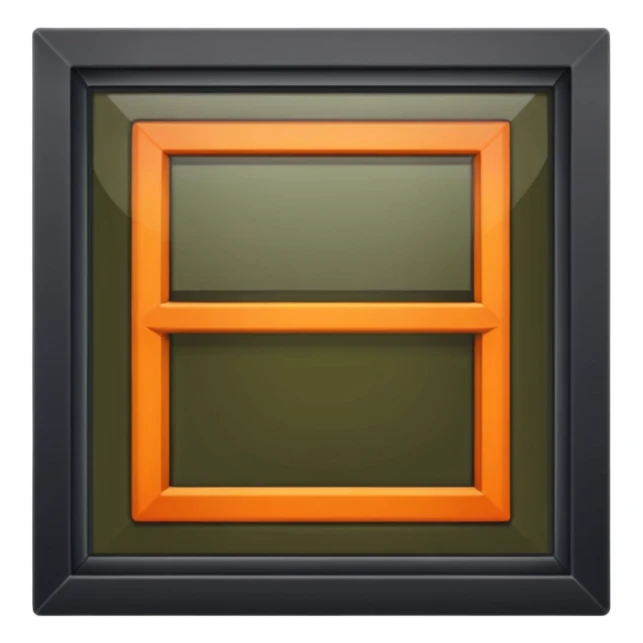 Dark olive orange open upfront look of a window. sticker