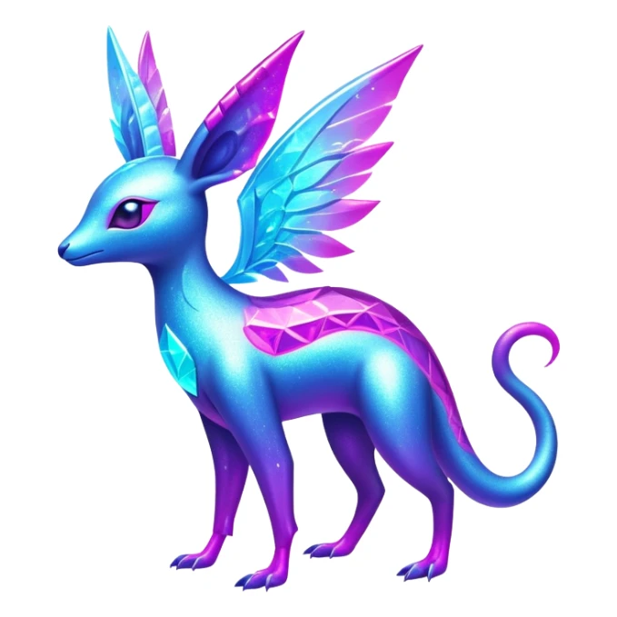 Shiny Exotic Futuristic Tropical Colorful Neon-colored Glittery Ethereal Sparkly Amaura-Aurorus-Fakémon-hybrid-creature (full body)  sticker