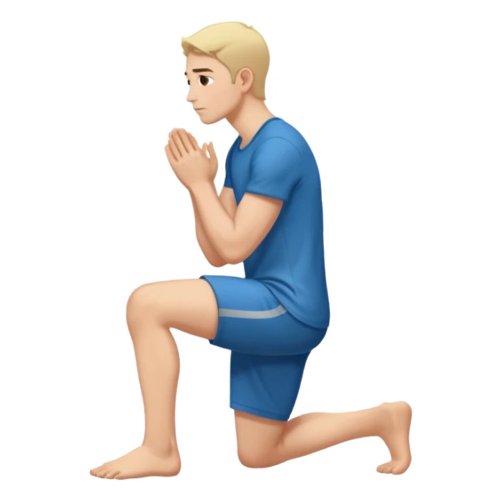 man kneeling on two knees side view sticker