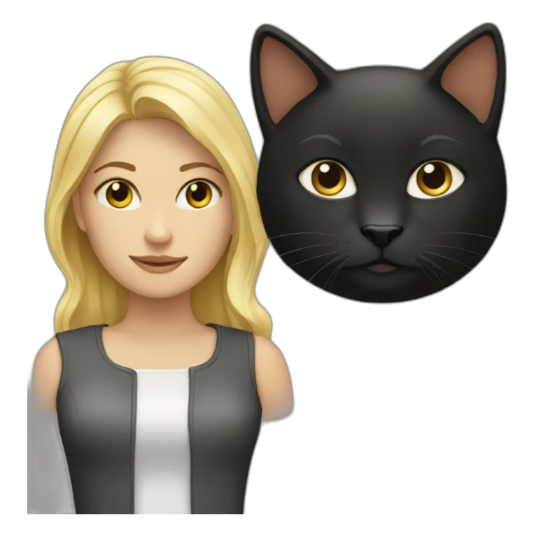 blond woman and black cat sticker