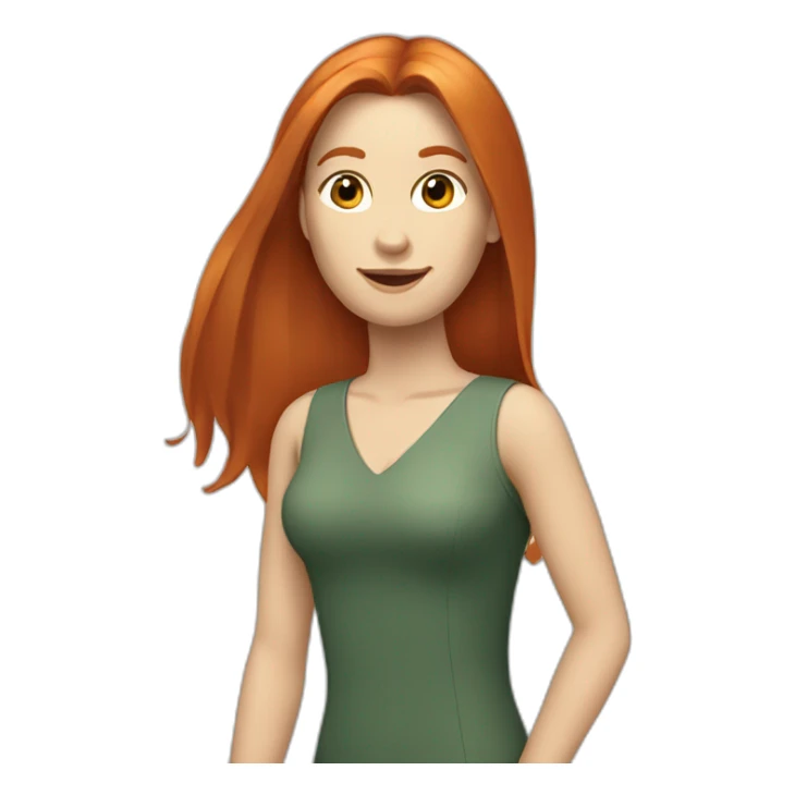 redhead white woman with medium long straight hair, waving sticker