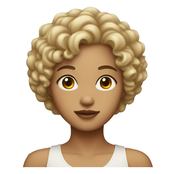 light skin girl with curly short hair sticker
