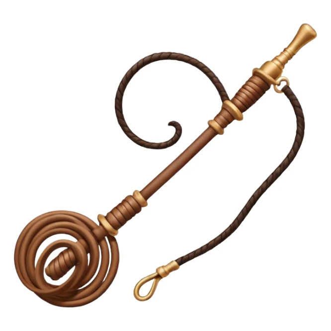 cowboy whip object icon, coiled leather whip, wooden handle, western style, 3D cartoon, mobile game icon style, centered, clean background, soft shadow, no text, no watermark
 sticker