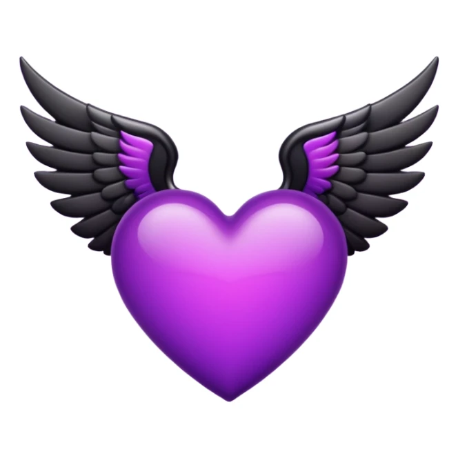 heart with black wings and deep purple glow sticker