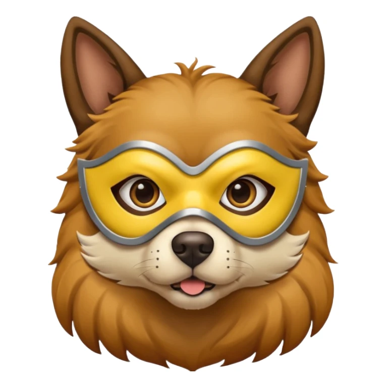 a dog with yellow mask sticker