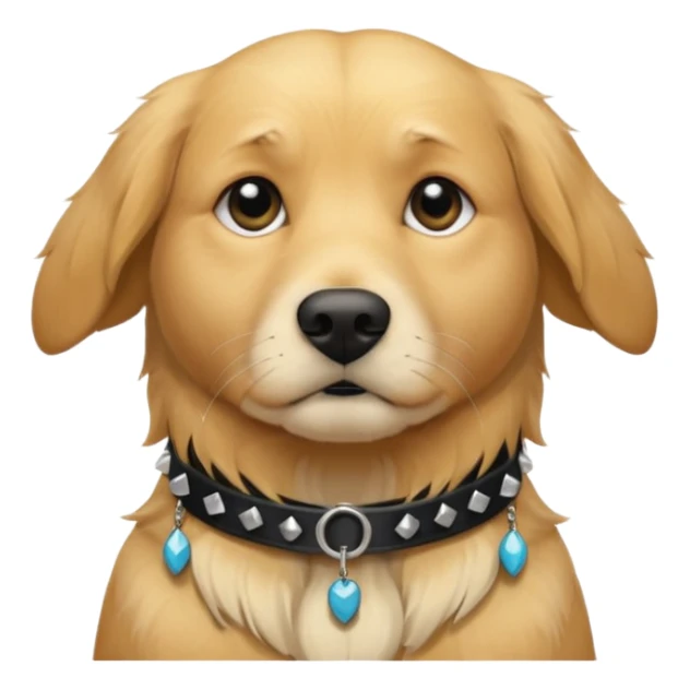 Sad golden retriever dog, depressed, emo, wearing goth accessories sticker