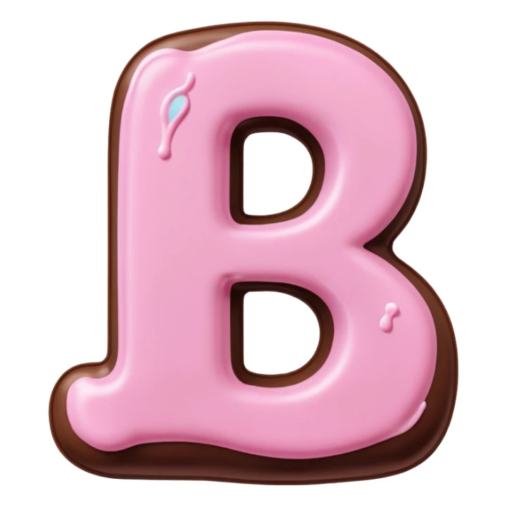 “Single pink bubble letter D, white outline, bottom dipped in chocolate with pink frosting drizzle, kawaii style, glossy, soft shading, clean outline, transparent background, Discord emoji size” sticker