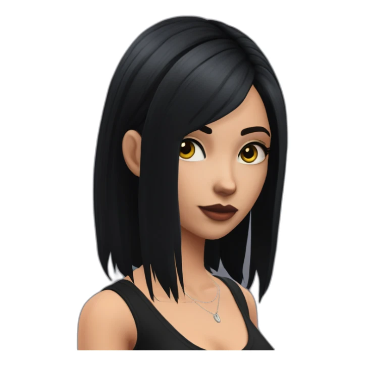 Sims+4+Anime+Cassandra+Goth-girl-dark-hair-black-tshirt+perfectly-centered sticker