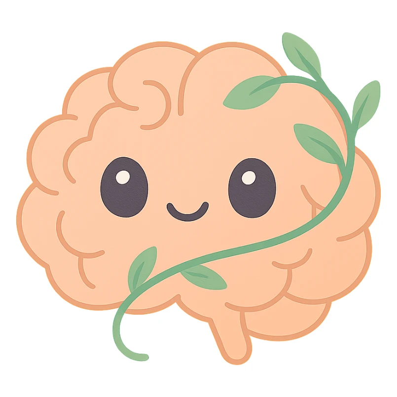 Remove the background so the brain with vine is on a transparent background, keeping the warm, inviting, positive mental health vibe. sticker