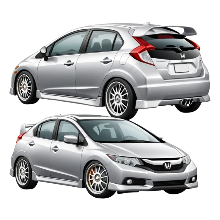 Silver Honda civic 8gen 2011 5door with enekei selbach wheels sticker