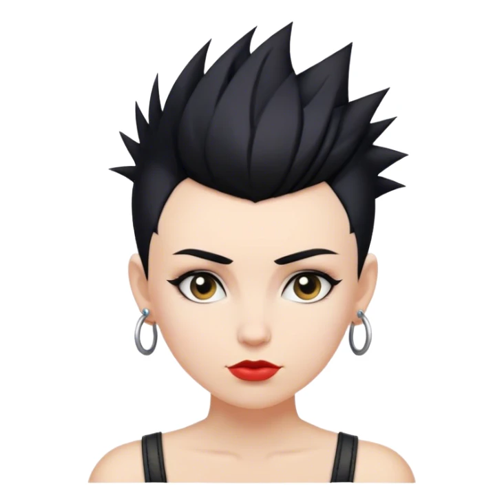 White woman with short black hair mohawk style sticker