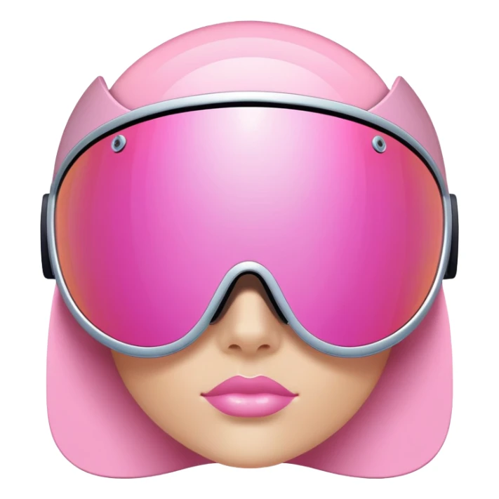 pink mirrored shield visor glasses with reflective surface, high fashion Y2K design sticker