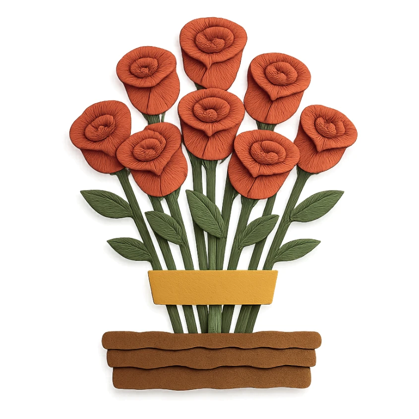 rose farm emoji showing grading and bunching, paper craft style sticker