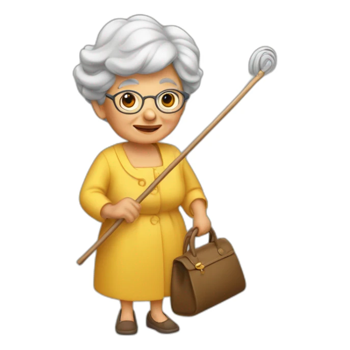 Une grand-mère avec une Copie et une canne sticker