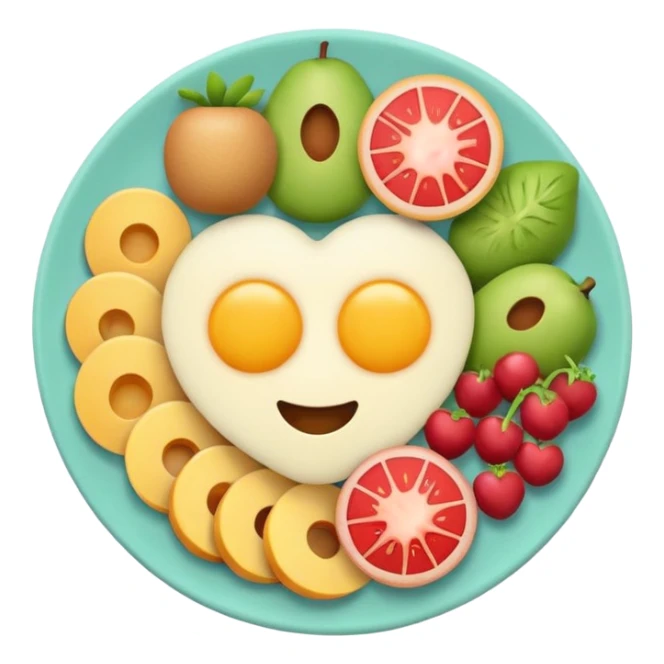 Vegetarian breakfast emoji icon, flat vector, minimal design, pastel colors, iOS emoji style, centered, transparent background, no eggs, no meat.” sticker