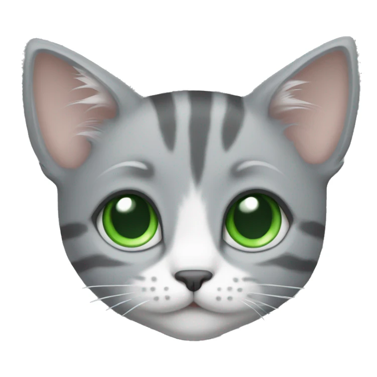 Grey kitten with green eyes and with white strips sticker